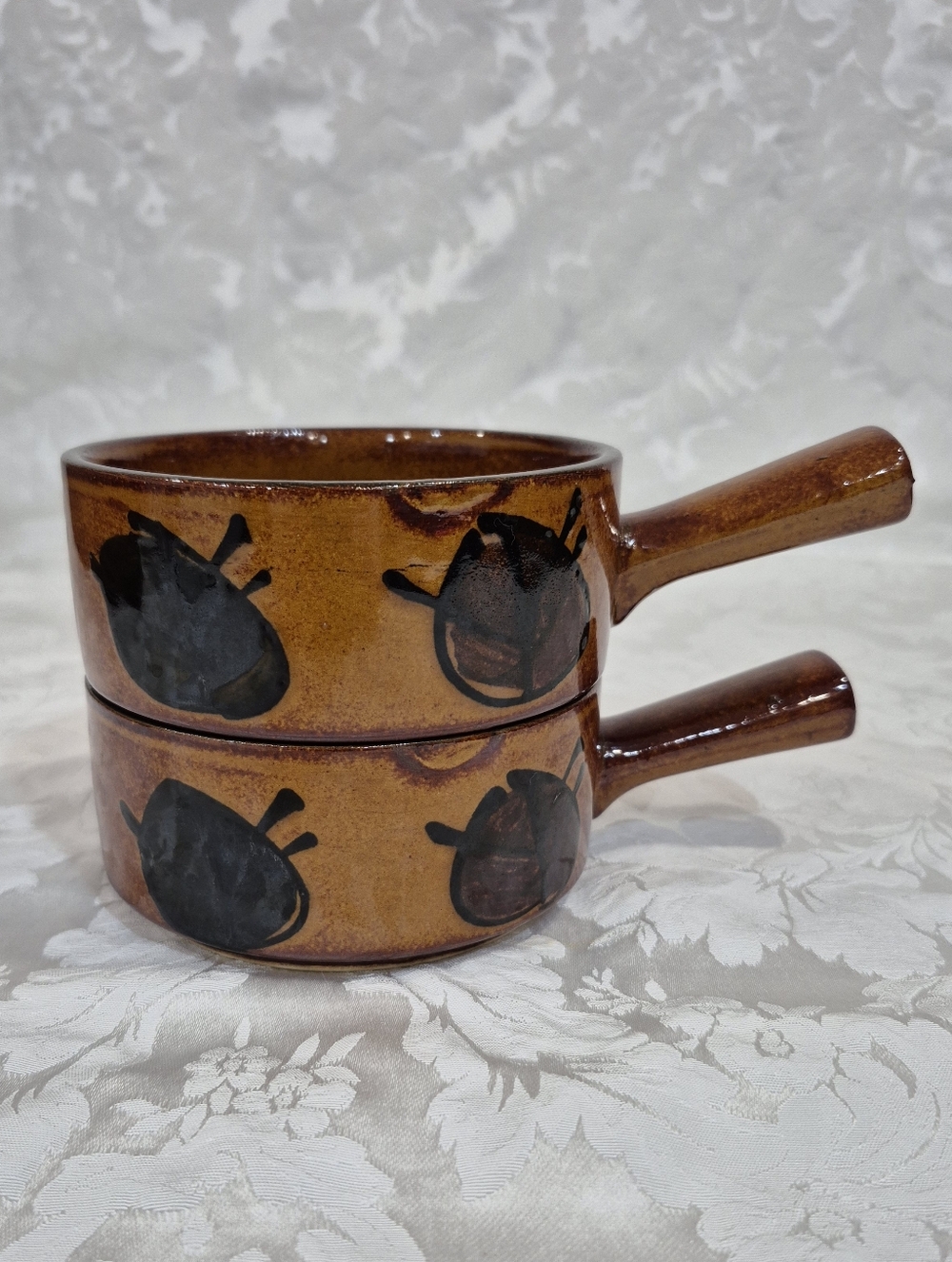 Vintage Swiss Laundert Pottery French Onion Soup Bowls